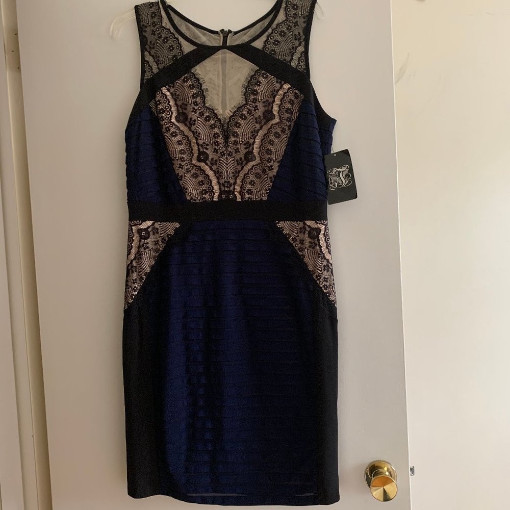 Navy Blue Lace Cocktail Dress